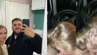 Loira safada mamando gostoso dentro do carro até engolir tudo