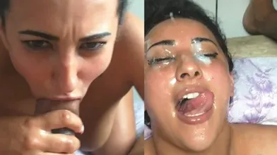 gozada GROSSA na CARA da safada enquanto o marido filma